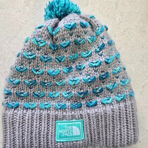 The North Face Beanie Youth Junior Medium Gray Teal Winter Hat